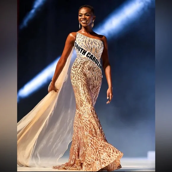 Jovani 06469SC Ombre Sequin Trumpet Prom Dress Silver/Cafe In Size 4 - Picture 14 of 16